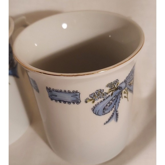 2 Forget Me Nots And Ribbons by Mary Mugg Coffee Tea Cup Mug Vintage Enesco 1980 - Picture 13 of 14